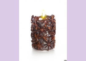 Свеча-эко ручной работы SPICY NIGHT dark со звездочками аниса, d6-7 h9-10 см, круглая TM Aromatte